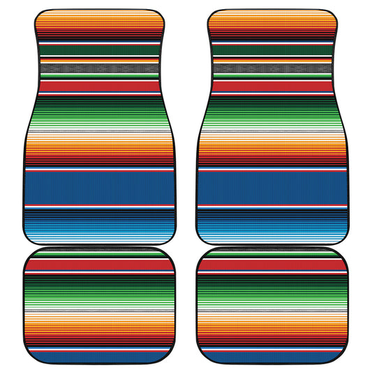 Vintage Mexican Blanket Pattern Print Front and Back Car Floor Mats