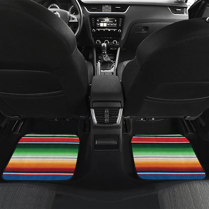 Vintage Mexican Blanket Pattern Print Front and Back Car Floor Mats