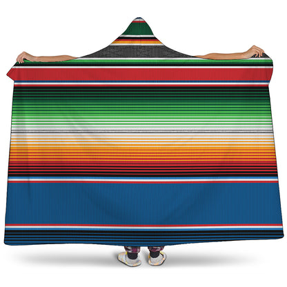 Vintage Mexican Blanket Pattern Print Hooded Blanket