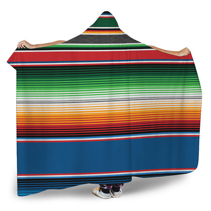 Vintage Mexican Blanket Pattern Print Hooded Blanket