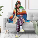 Vintage Mexican Blanket Pattern Print Hooded Blanket