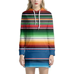 Vintage Mexican Blanket Pattern Print Hoodie Dress