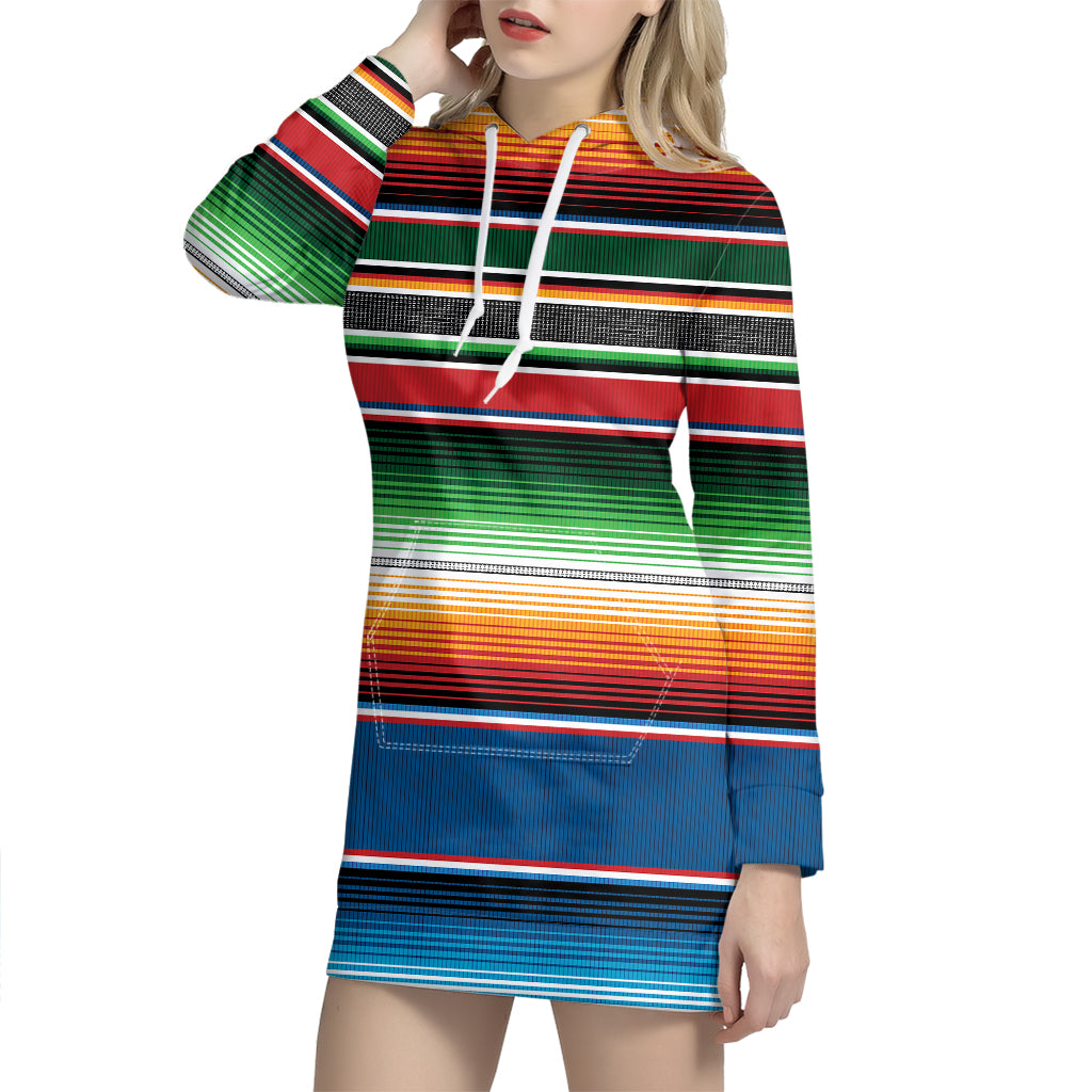 Vintage Mexican Blanket Pattern Print Hoodie Dress
