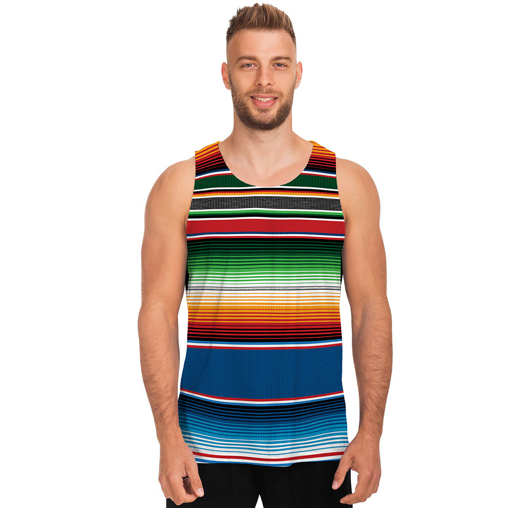 Vintage Mexican Blanket Pattern Print Men's Tank Top