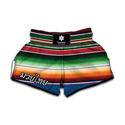 Vintage Mexican Blanket Pattern Print Muay Thai Boxing Shorts
