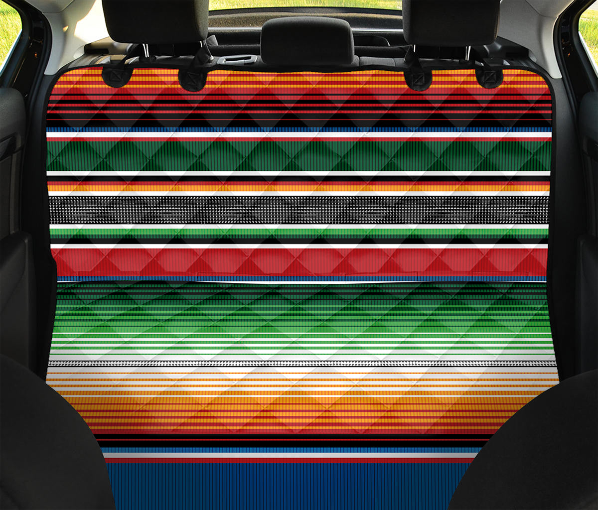 Vintage Mexican Blanket Pattern Print Pet Car Back Seat Cover