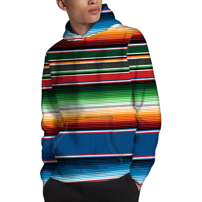 Vintage Mexican Blanket Pattern Print Pullover Hoodie