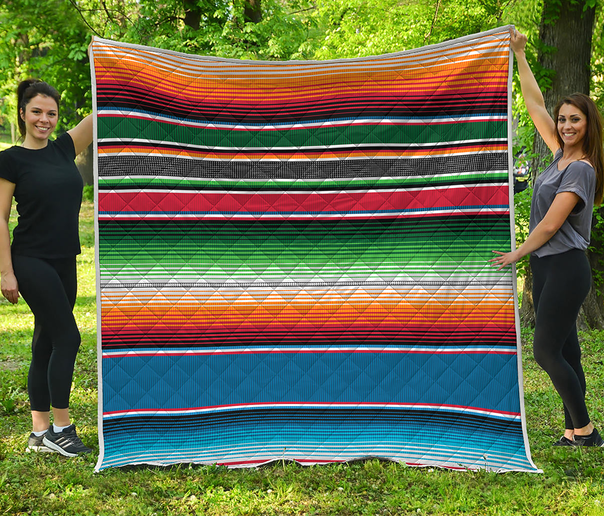 Vintage Mexican Blanket Pattern Print Quilt