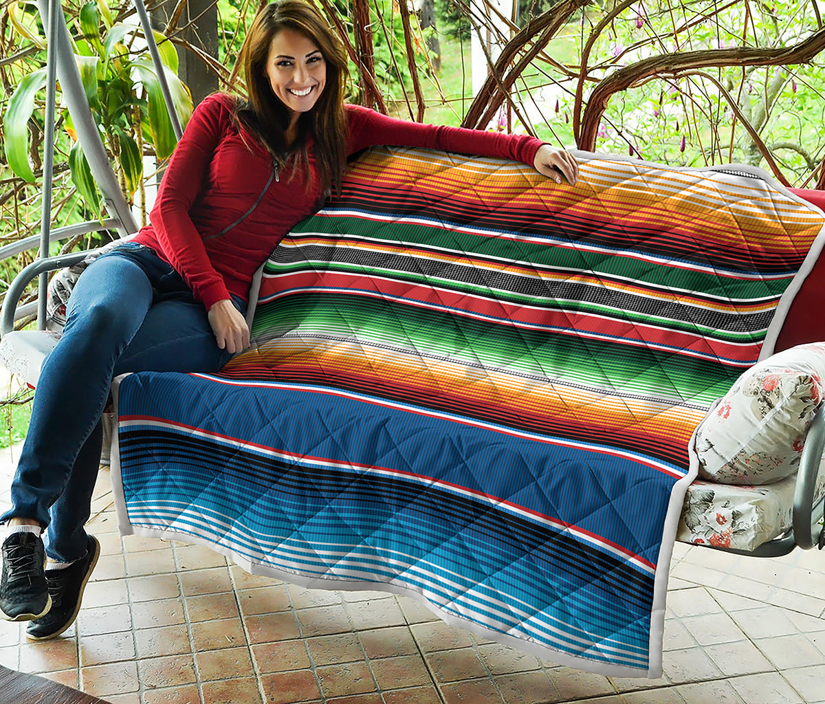 Vintage Mexican Blanket Pattern Print Quilt