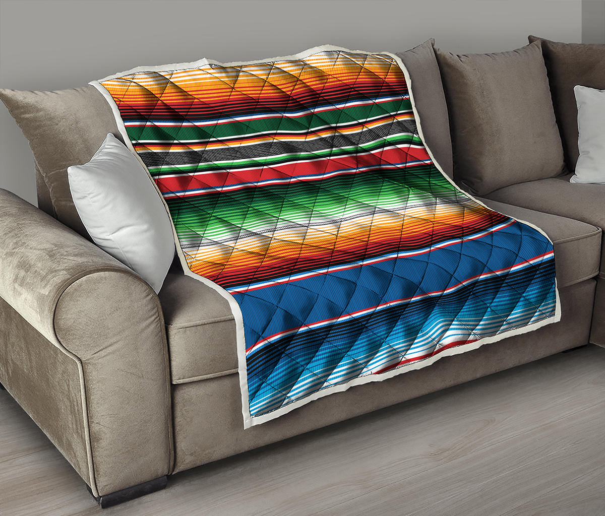 Vintage Mexican Blanket Pattern Print Quilt