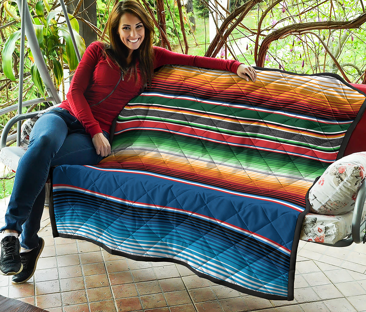 Vintage Mexican Blanket Pattern Print Quilt