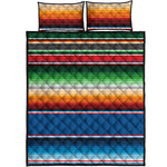Vintage Mexican Blanket Pattern Print Quilt Bed Set