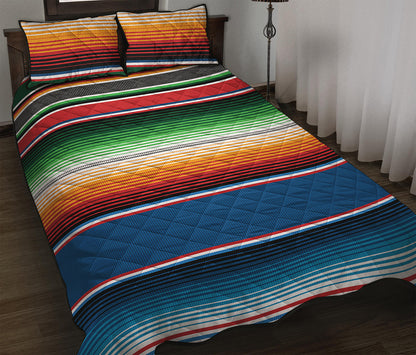 Vintage Mexican Blanket Pattern Print Quilt Bed Set