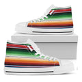 Vintage Mexican Blanket Pattern Print White High Top Sneakers