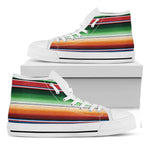 Vintage Mexican Blanket Pattern Print White High Top Shoes