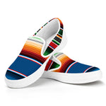 Vintage Mexican Blanket Pattern Print White Slip On Shoes