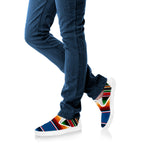 Vintage Mexican Blanket Pattern Print White Slip On Shoes