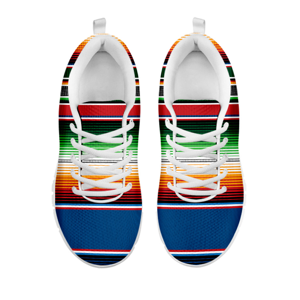 Vintage Mexican Blanket Pattern Print White Sneakers