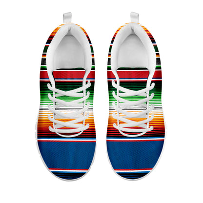 Vintage Mexican Blanket Pattern Print White Sneakers