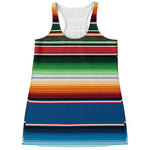 Vintage Mexican Blanket Pattern Print Women's Racerback Tank Top