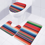 Vintage Mexican Serape Pattern Print 3 Piece Bath Mat Set