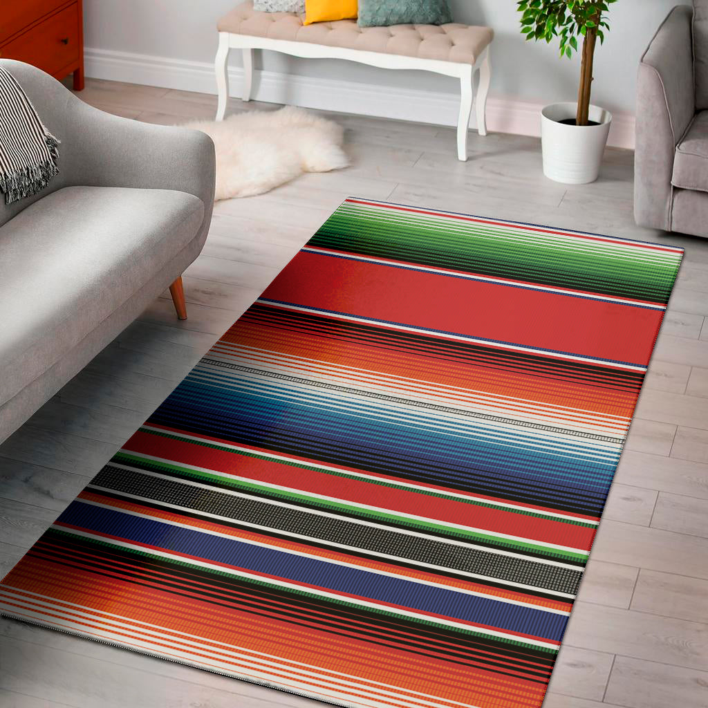 Vintage Mexican Serape Pattern Print Area Rug