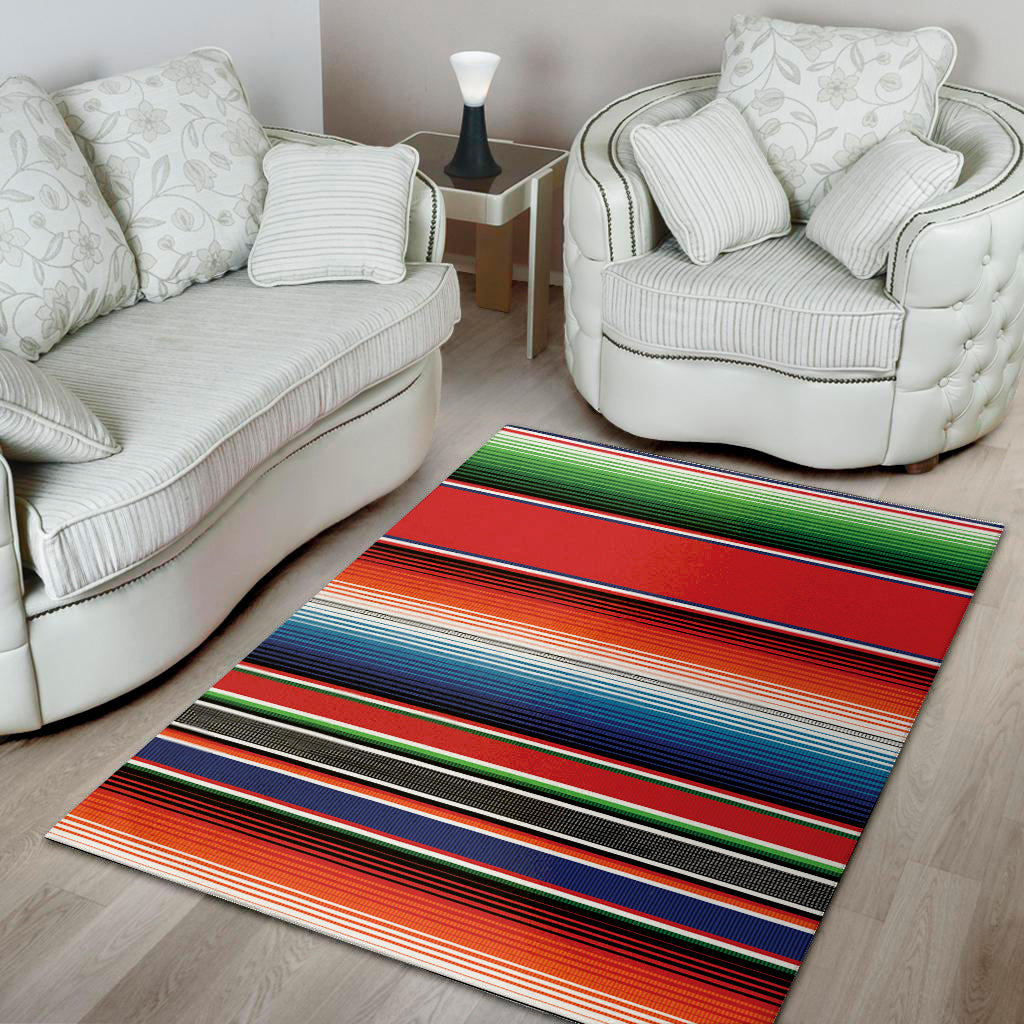 Vintage Mexican Serape Pattern Print Area Rug