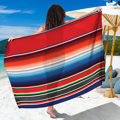 Vintage Mexican Serape Pattern Print Beach Sarong Wrap