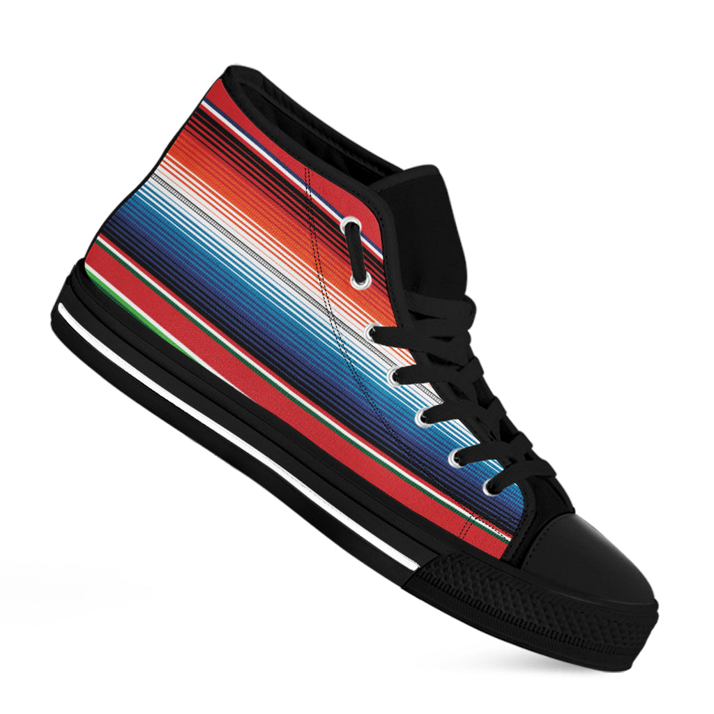 Vintage Mexican Serape Pattern Print Black High Top Shoes