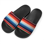 Vintage Mexican Serape Pattern Print Black Slide Sandals