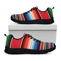 Vintage Mexican Serape Pattern Print Black Running Shoes