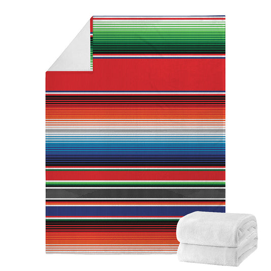 Vintage Mexican Serape Pattern Print Blanket