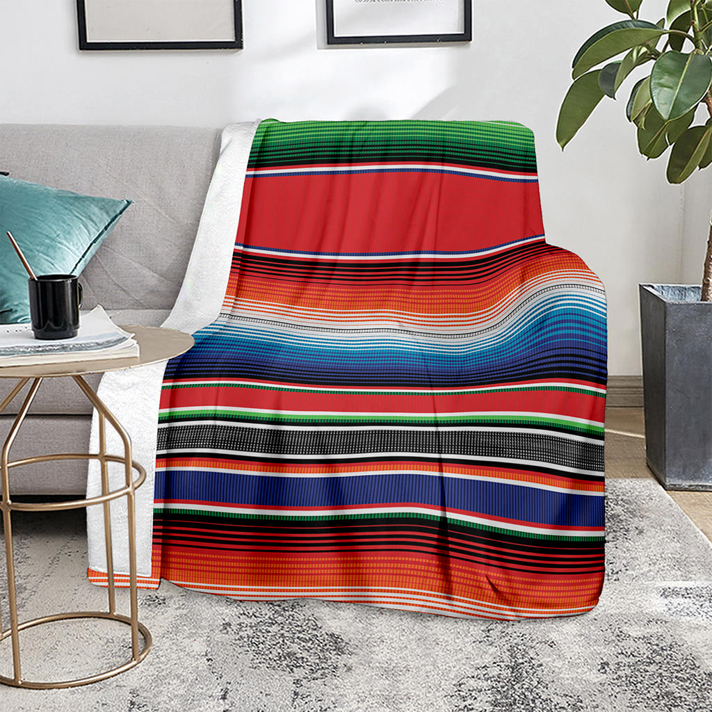 Vintage Mexican Serape Pattern Print Blanket