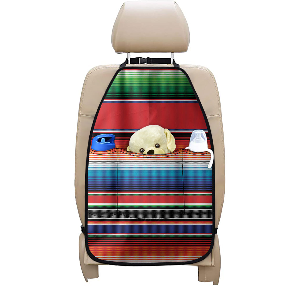 Vintage Mexican Serape Pattern Print Car Seat Organizers