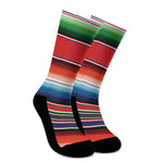 Vintage Mexican Serape Pattern Print Crew Socks