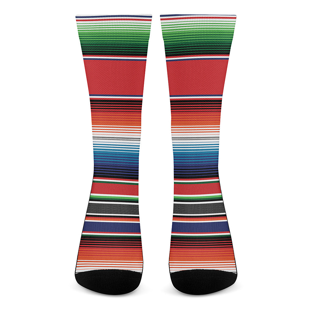 Vintage Mexican Serape Pattern Print Crew Socks