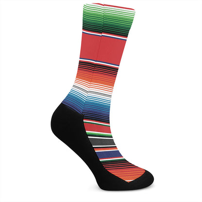 Vintage Mexican Serape Pattern Print Crew Socks