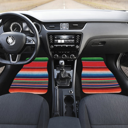 Vintage Mexican Serape Pattern Print Front and Back Car Floor Mats