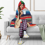 Vintage Mexican Serape Pattern Print Hooded Blanket