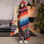 Vintage Mexican Serape Pattern Print Hooded Blanket