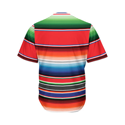 Vintage Mexican Serape Pattern Print Men's Baseball Jersey