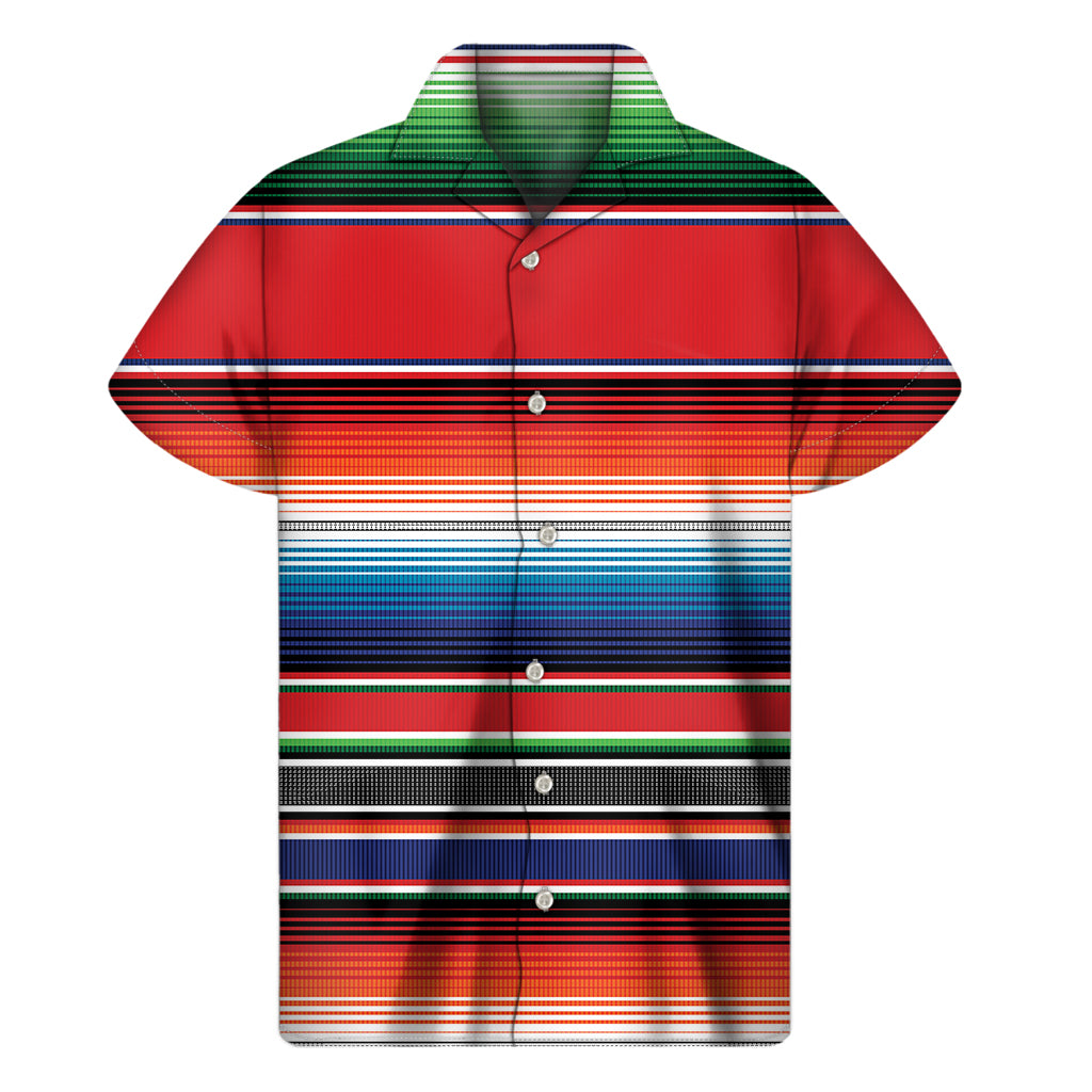 Vintage Mexican Serape Pattern Print Men's Short Sleeve Shirt