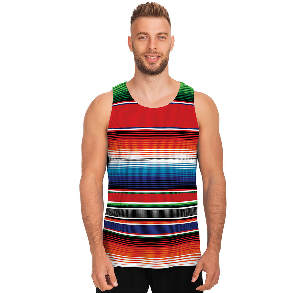 Vintage Mexican Serape Pattern Print Men's Tank Top