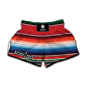 Vintage Mexican Serape Pattern Print Muay Thai Boxing Shorts