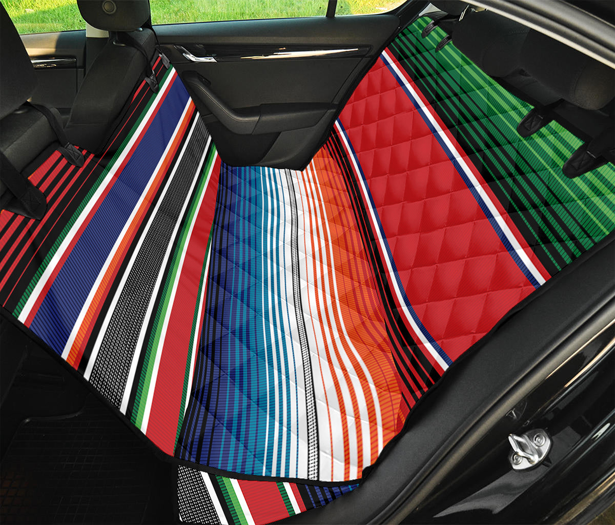 Vintage Mexican Serape Pattern Print Pet Car Back Seat Cover