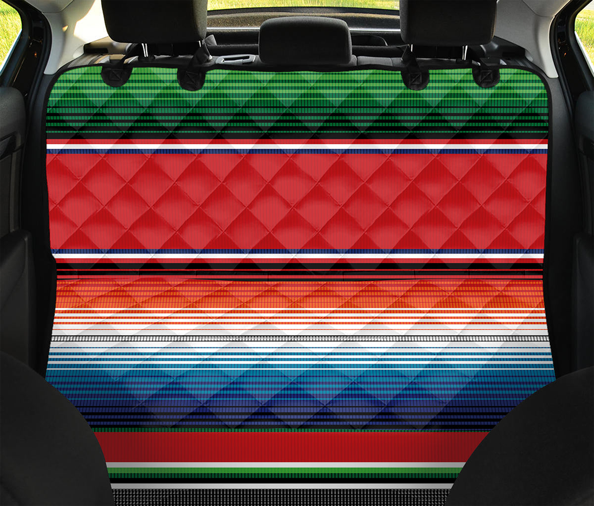 Vintage Mexican Serape Pattern Print Pet Car Back Seat Cover