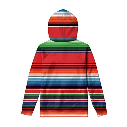 Vintage Mexican Serape Pattern Print Pullover Hoodie