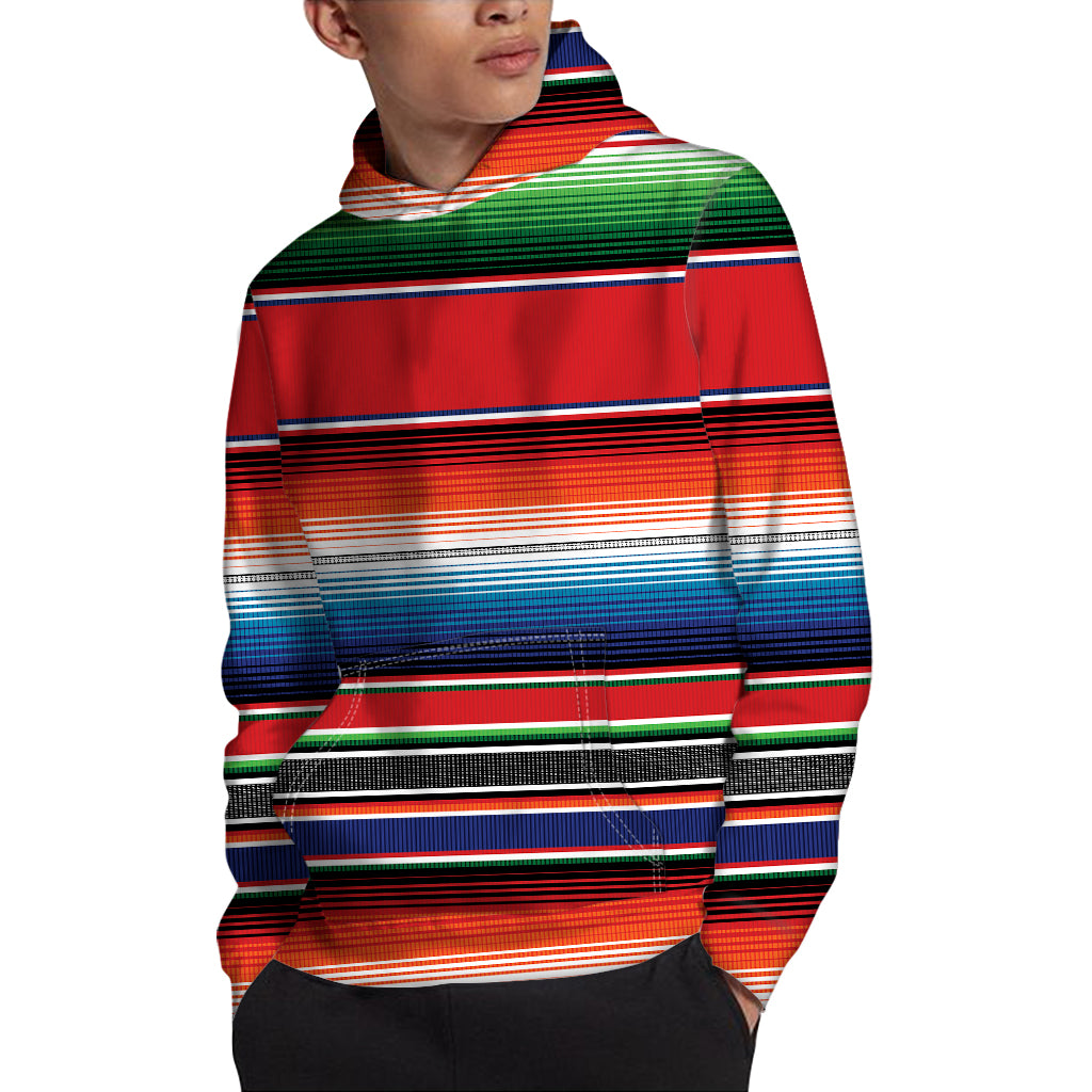 Vintage Mexican Serape Pattern Print Pullover Hoodie