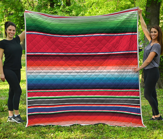 Vintage Mexican Serape Pattern Print Quilt