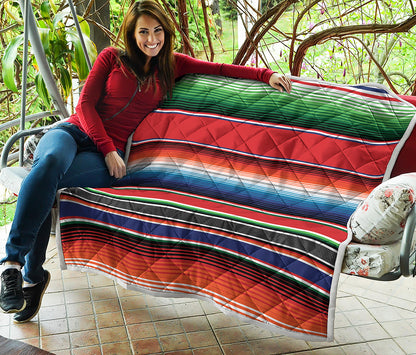 Vintage Mexican Serape Pattern Print Quilt
